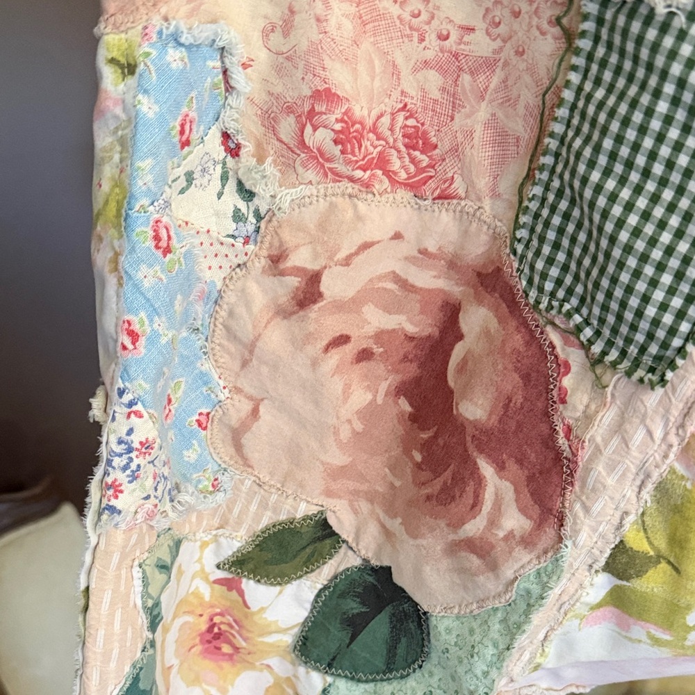 Floral Patchwork Wide Leg Pants - Pink Floral - Picture 3 of 6